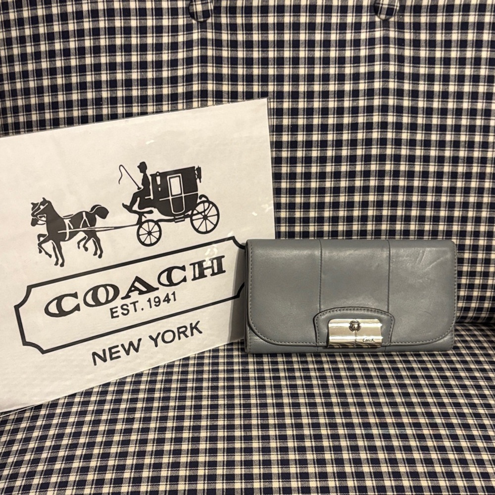 Coach Kristen slim envelope grey  Leather Wallet